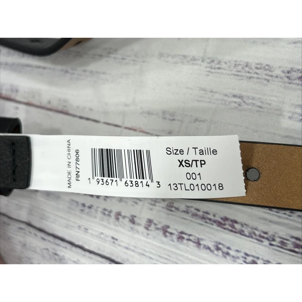 Tommy Hilfiger Womens Black Synthetic Leather‎ Silver Logo Buckle Dress Belt XS